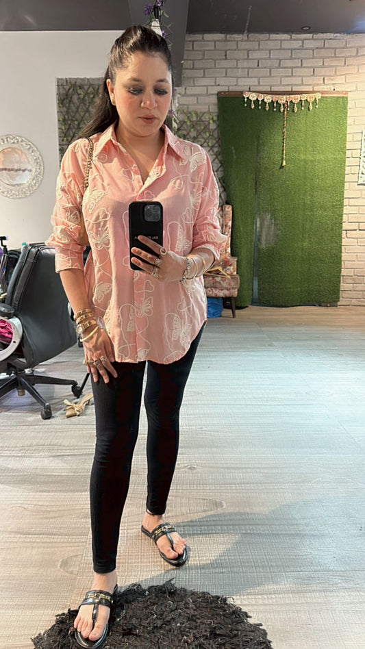 Butterfly Baby Pink Thread shirt