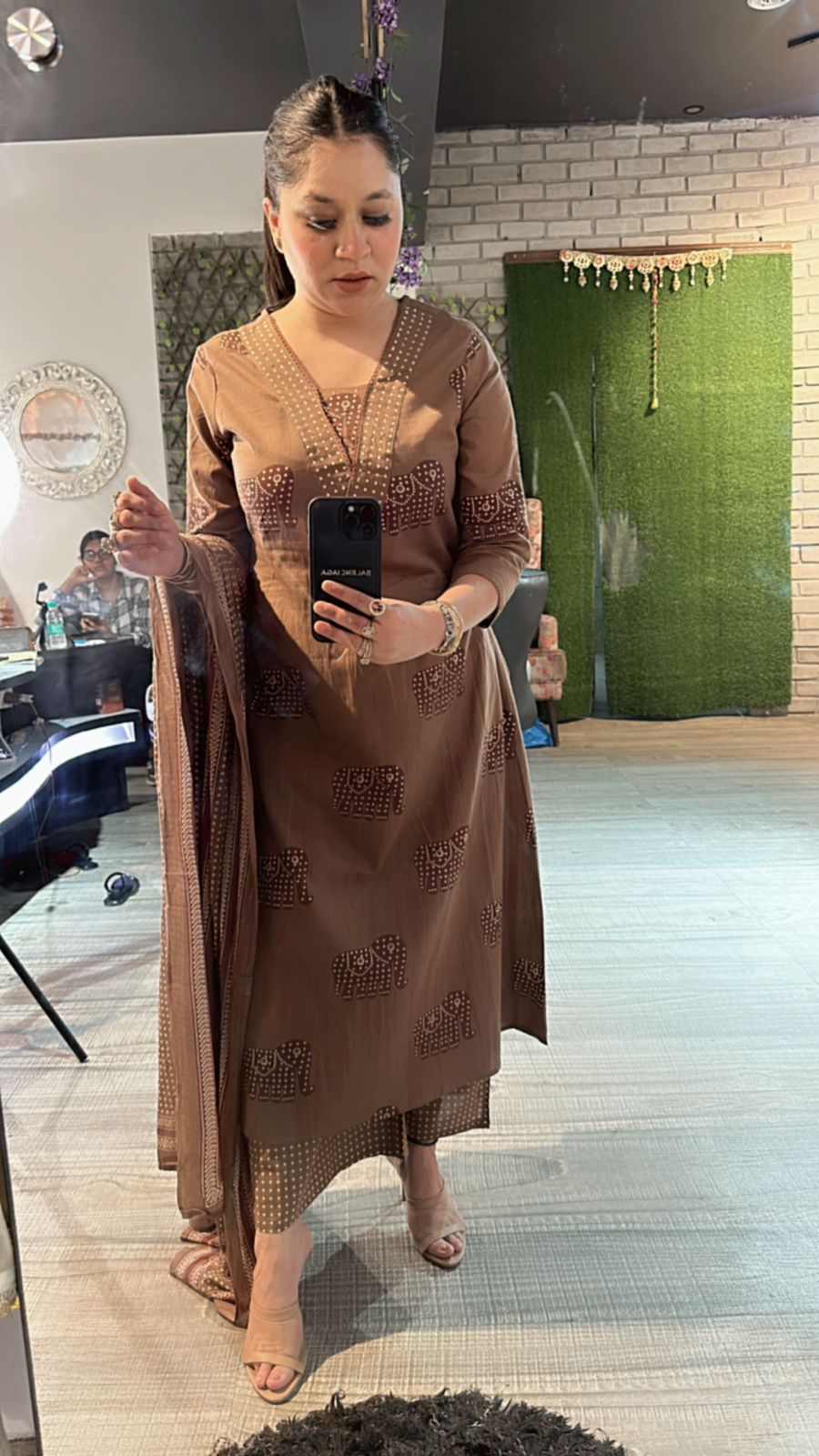 Coffee Elephant handloom suit