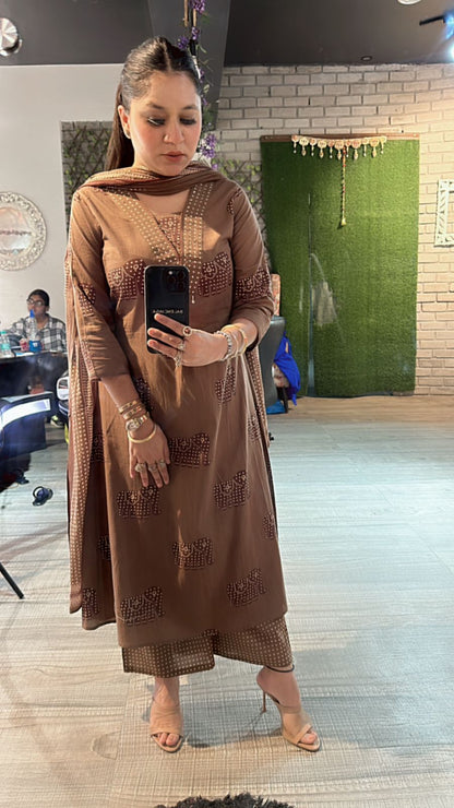 Coffee Elephant handloom suit