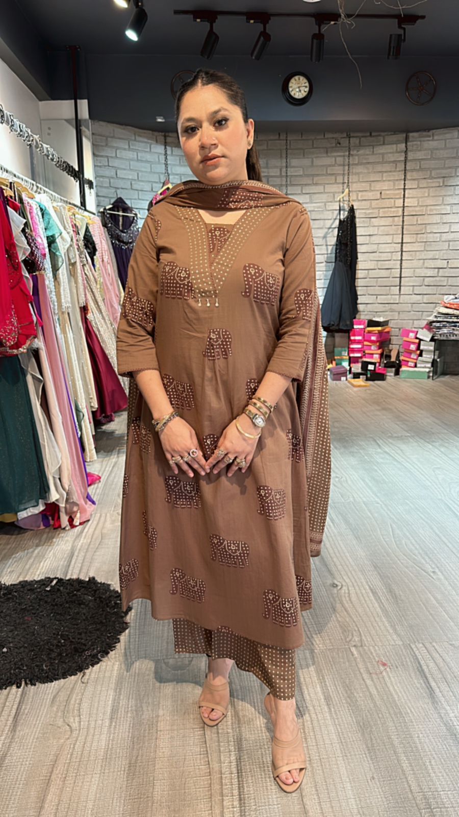Coffee Elephant handloom suit