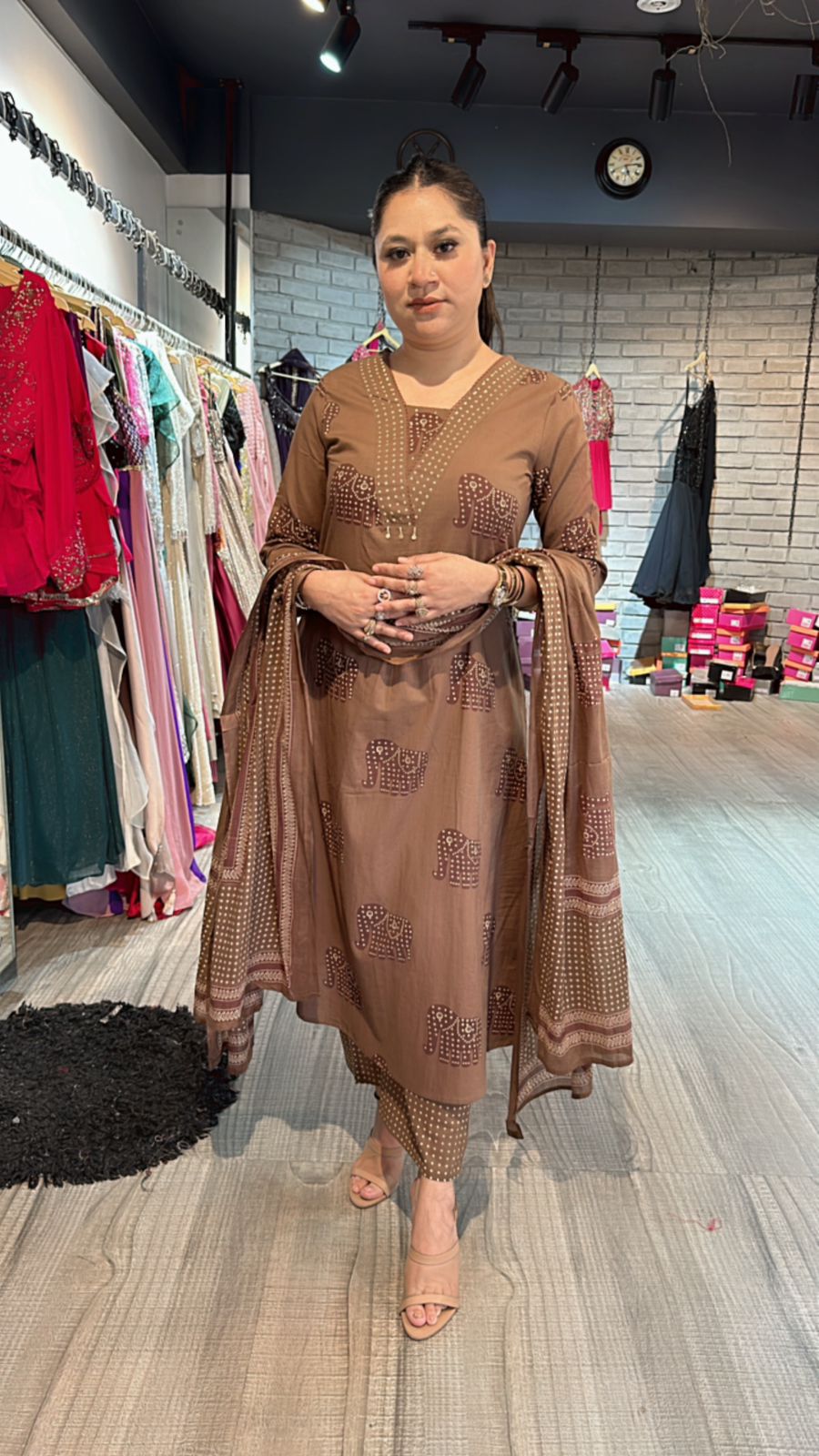 Coffee Elephant handloom suit
