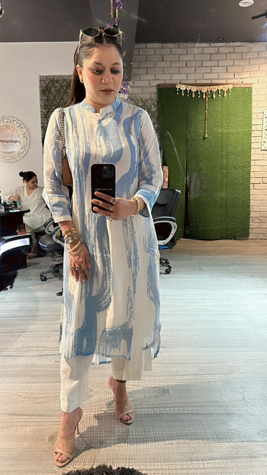 Matte high low kurta set