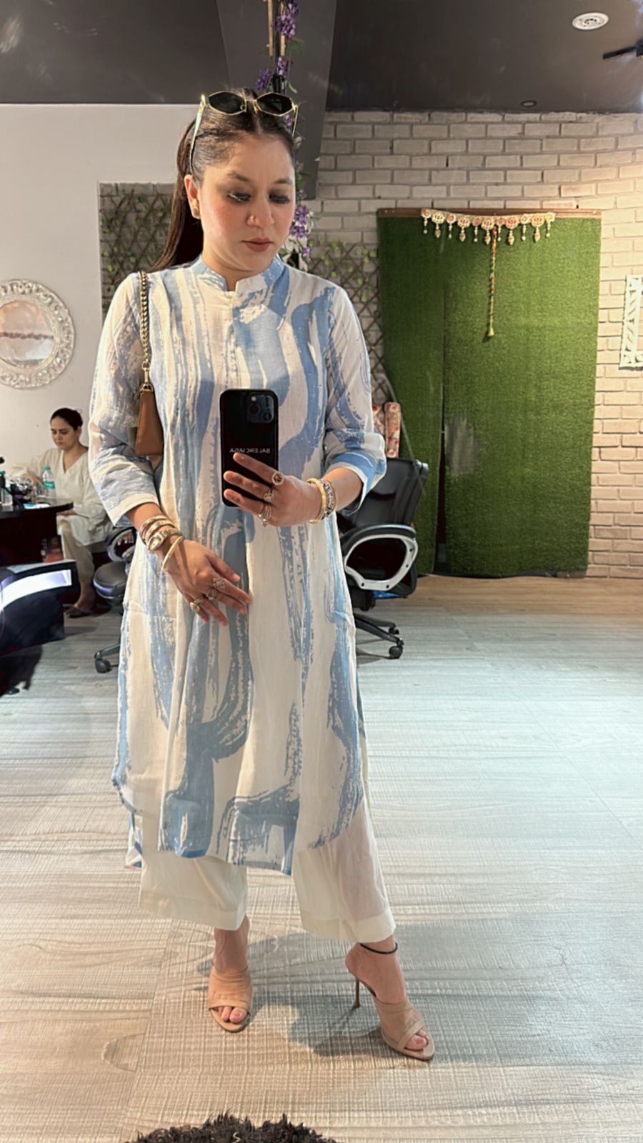 Matte high low kurta set