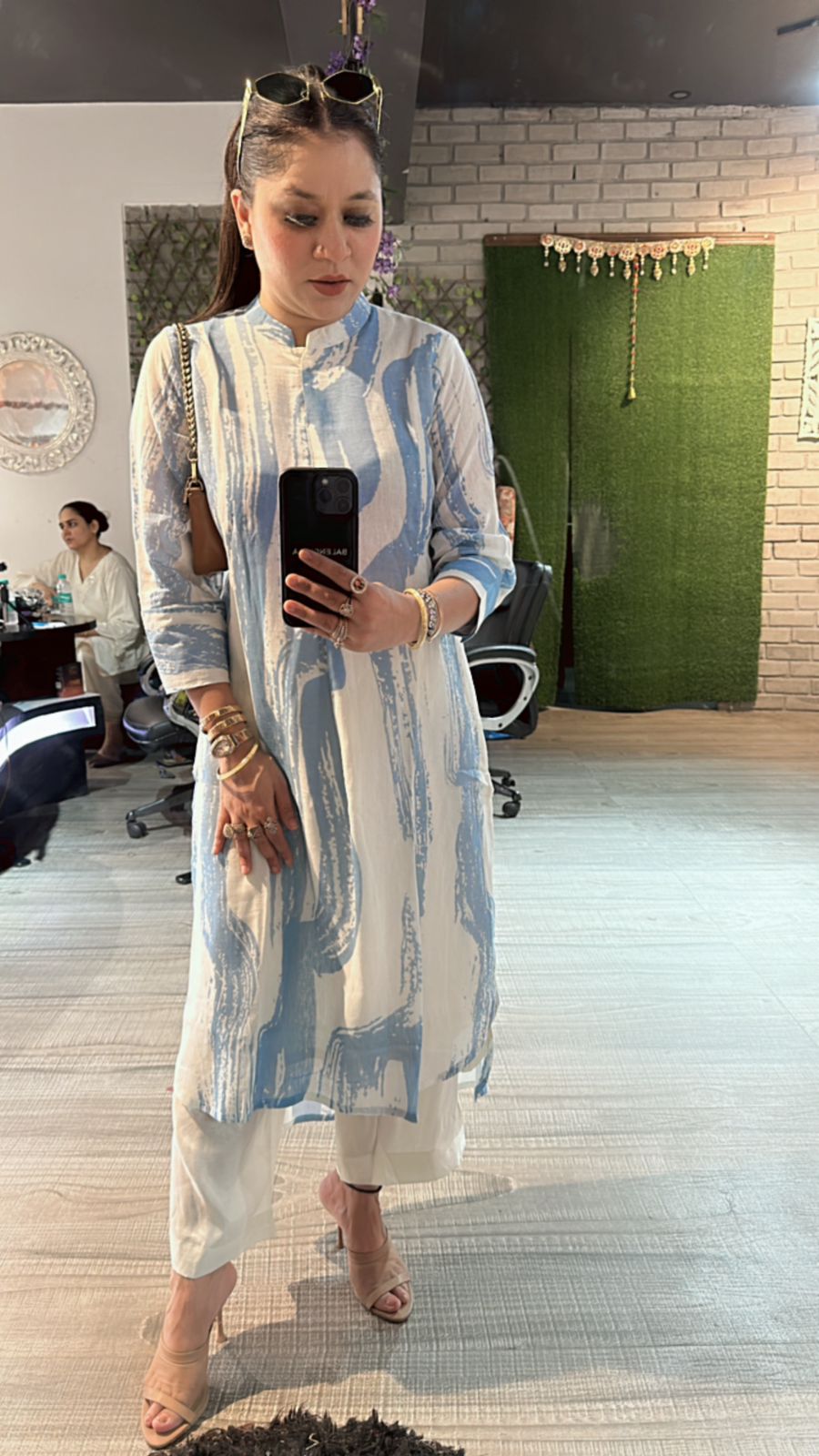 Matte high low kurta set