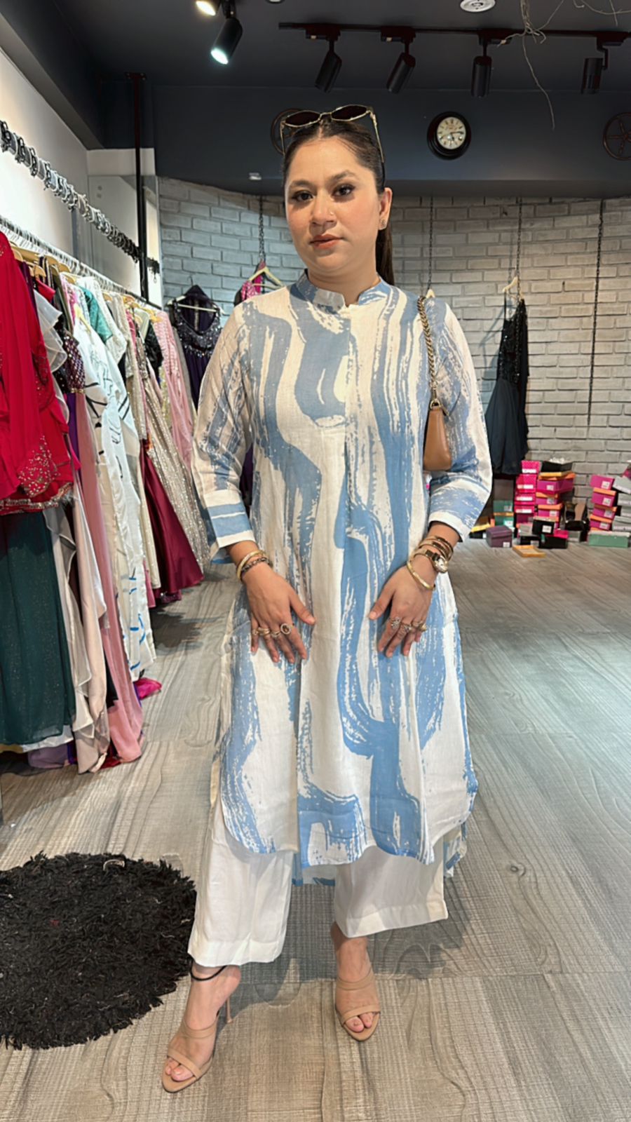 Matte high low kurta set
