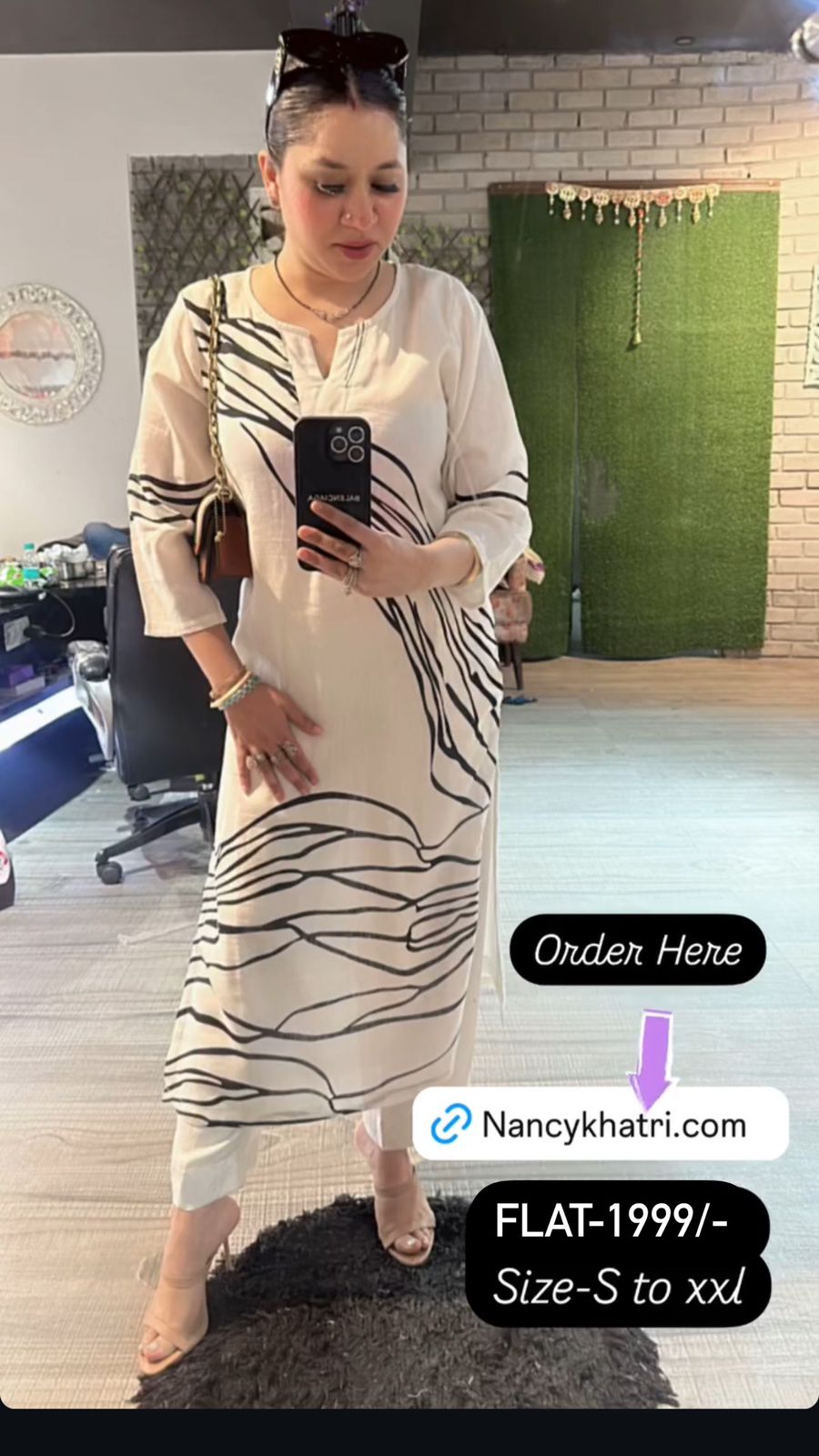 Seashell black line kurta set