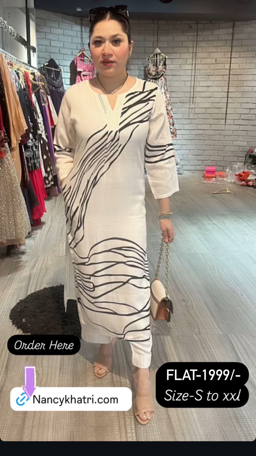 Seashell black line kurta set