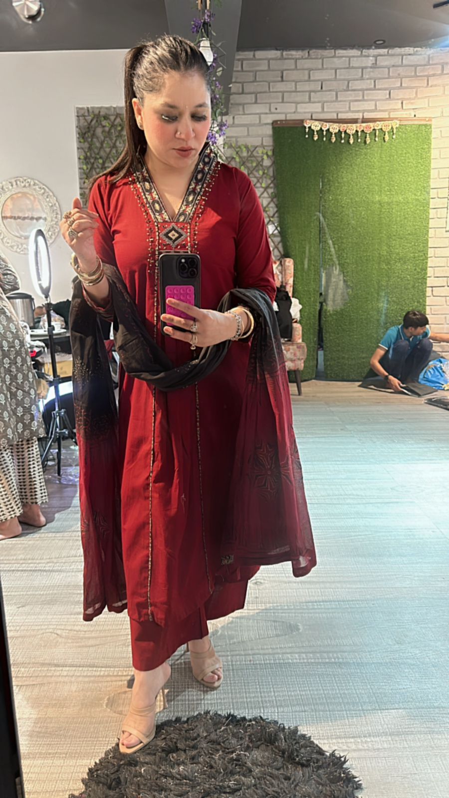 Mishti Mahroon Aline pocket suit