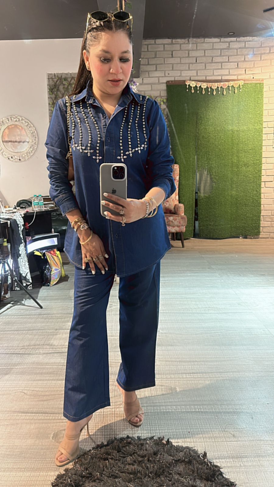 Bling Navy Blue Denim cordset