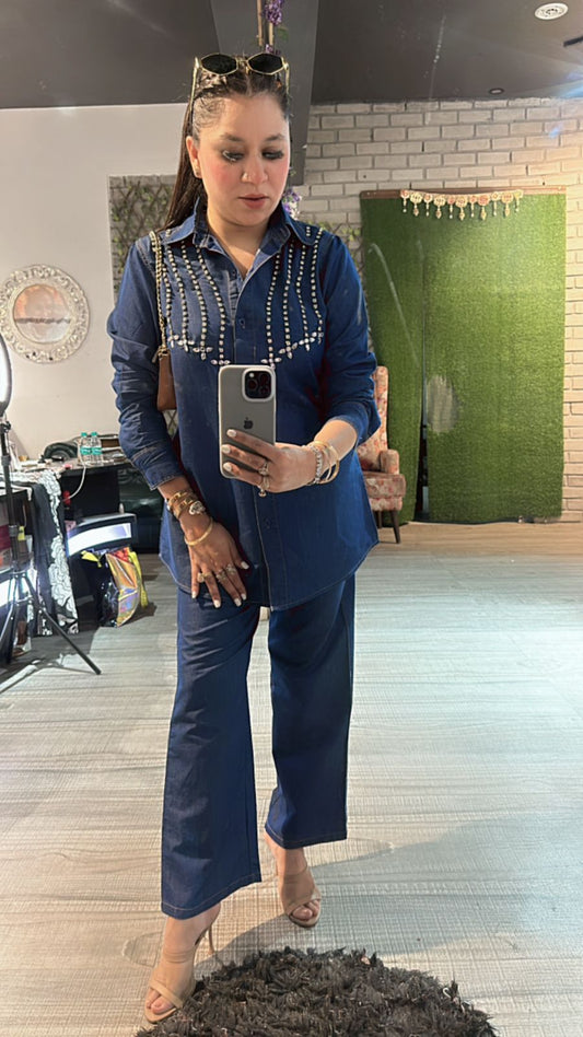 Bling Navy Blue Denim cordset