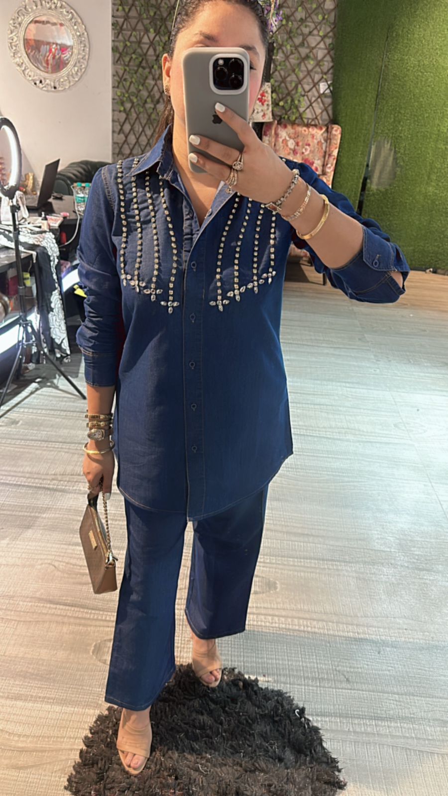 Bling Navy Blue Denim cordset