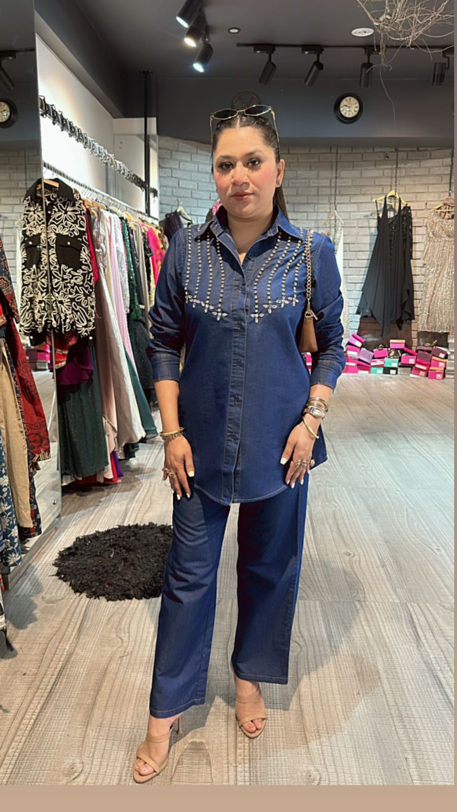 Bling Navy Blue Denim cordset