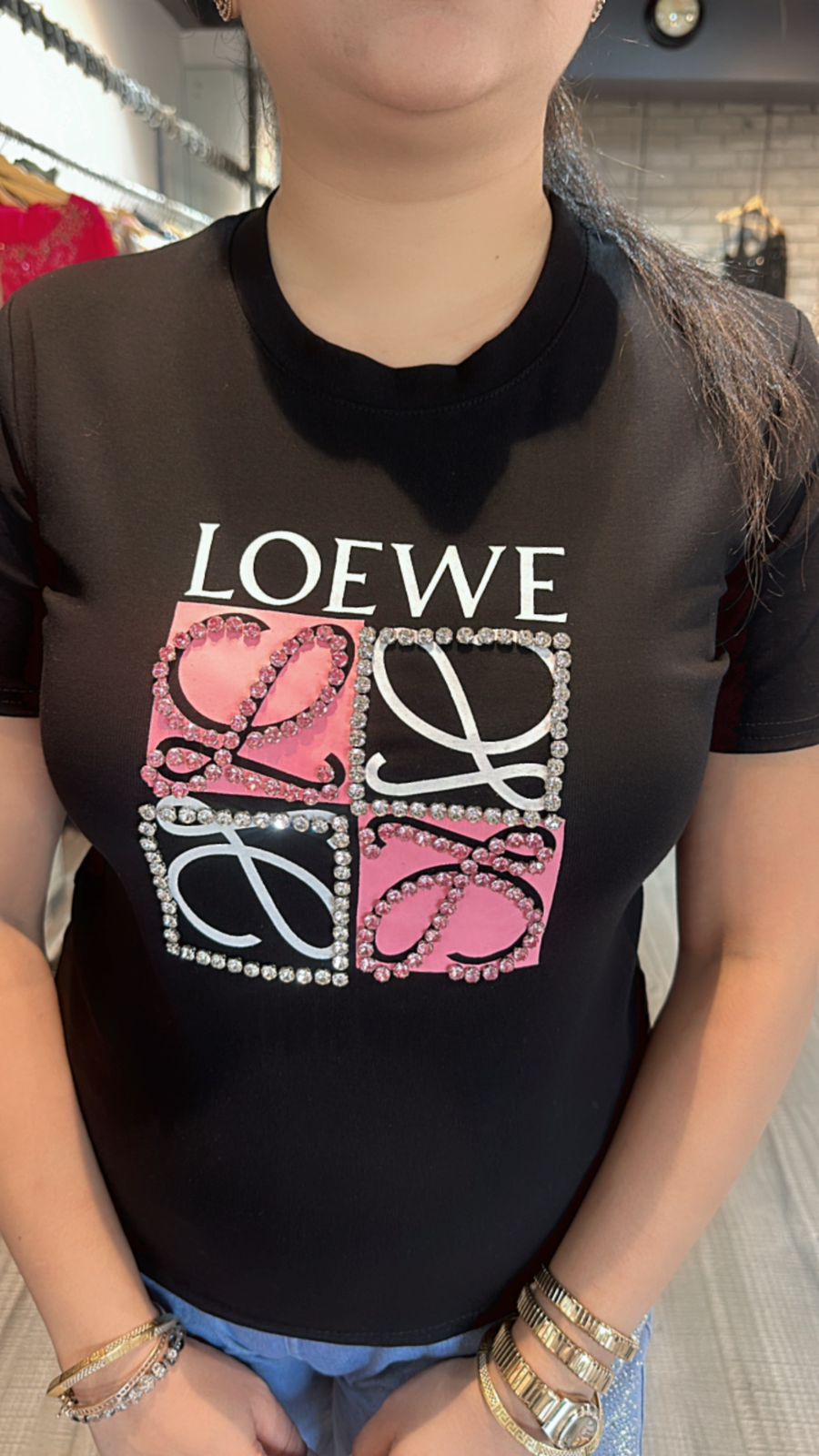 Love moschino  Black Stud Top