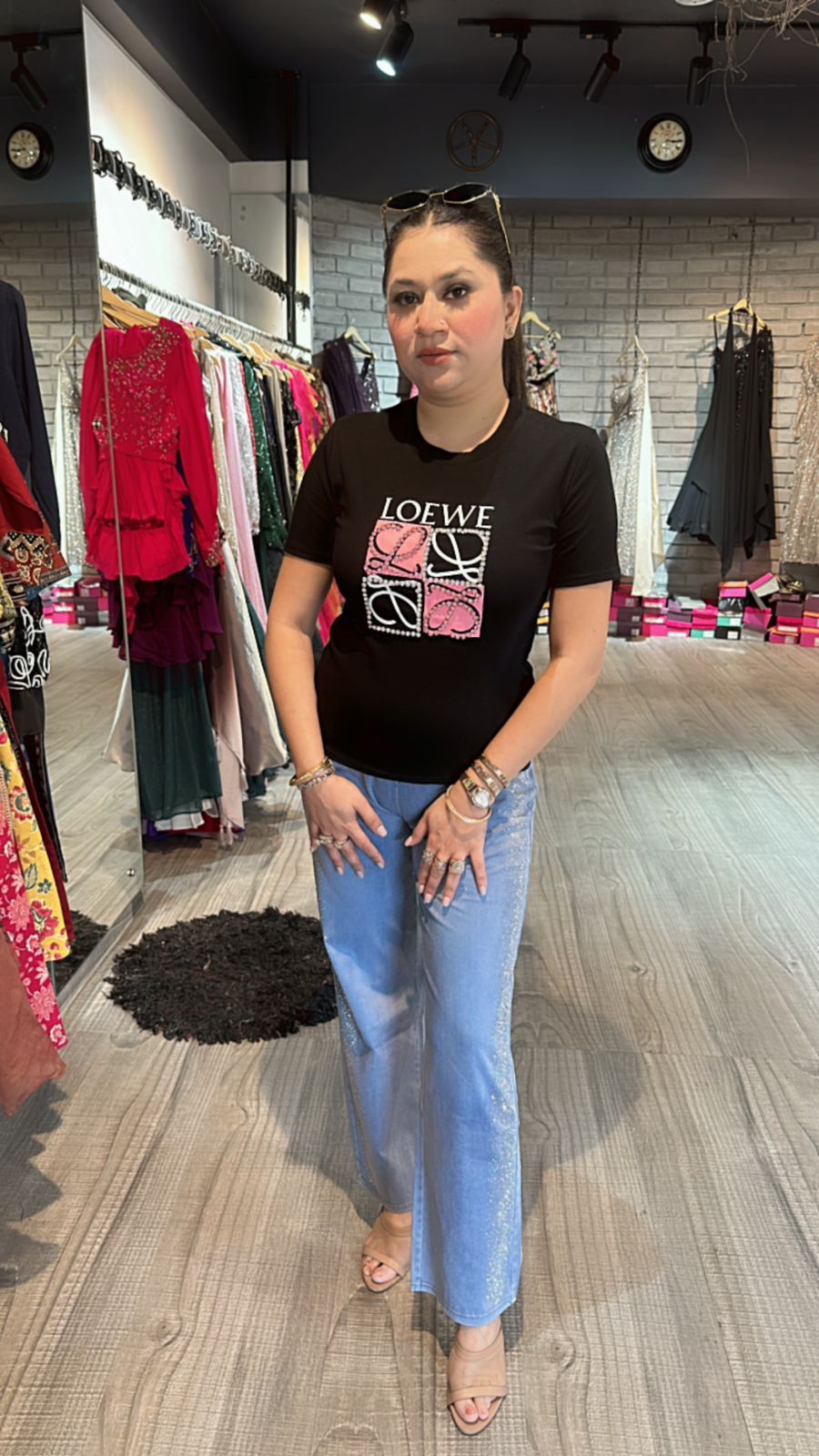 Love moschino  Black Stud Top