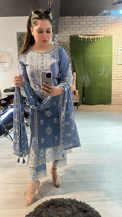 Cornflower Blue Thread work suit