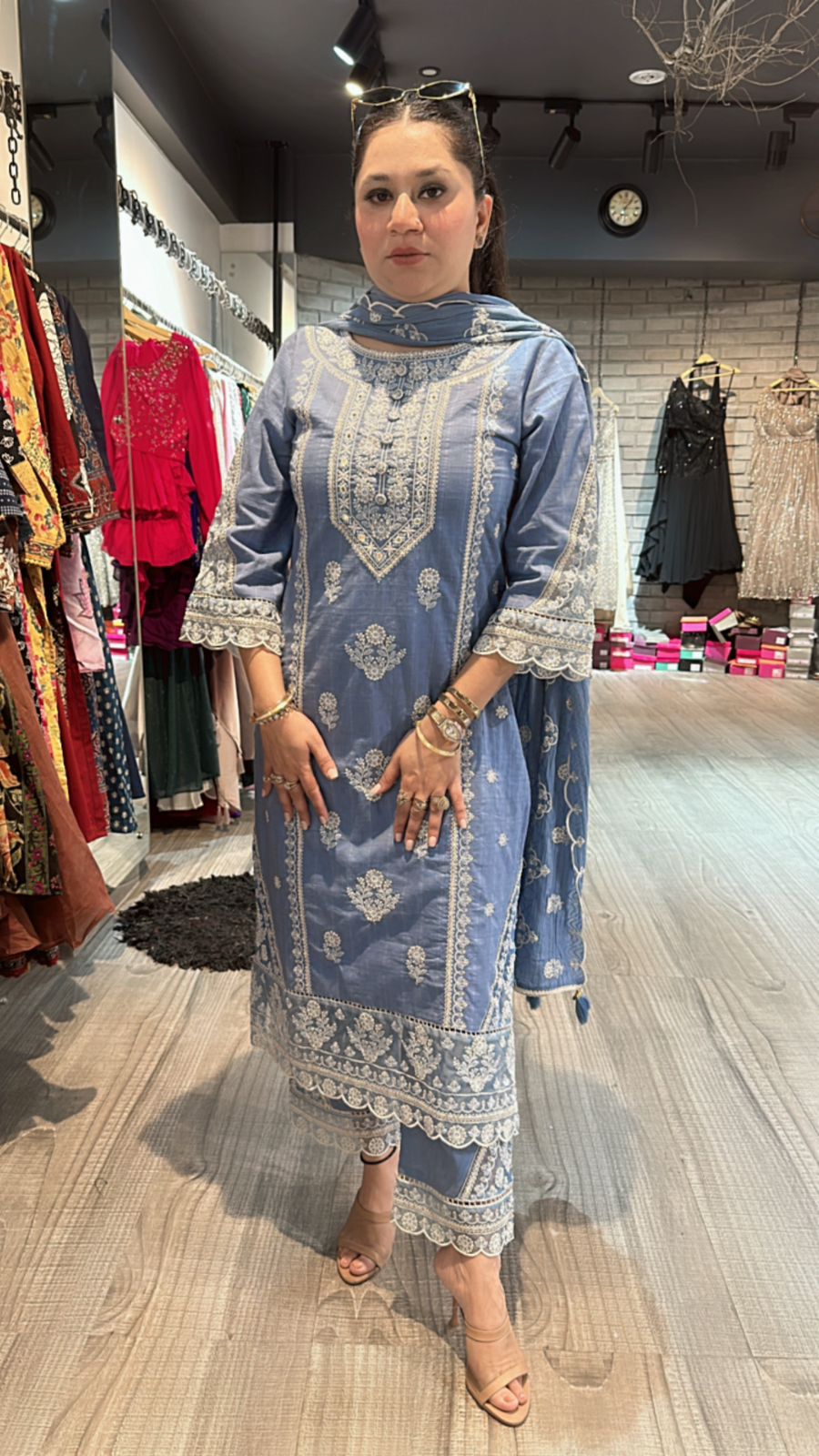 Cornflower Blue Thread work suit