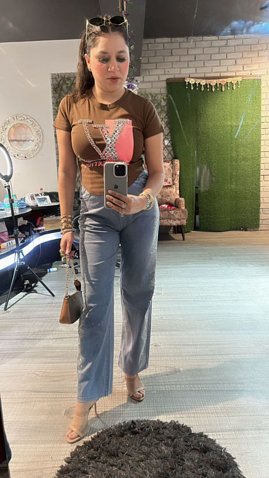 Lv Brown Stud Top