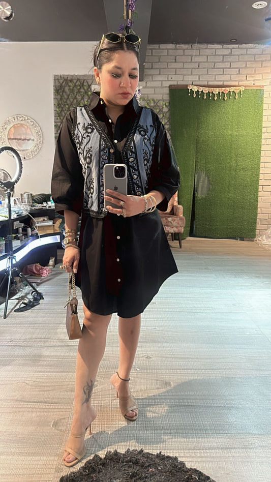 Scarlet Black embroidered Jacket Dress