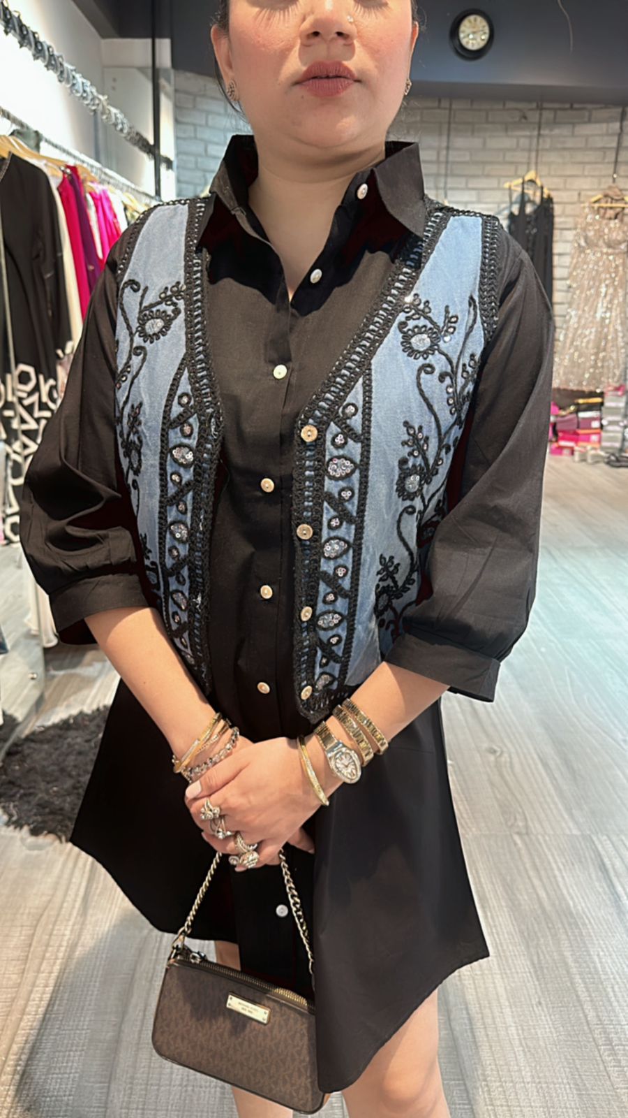 Scarlet Black embroidered Jacket Dress