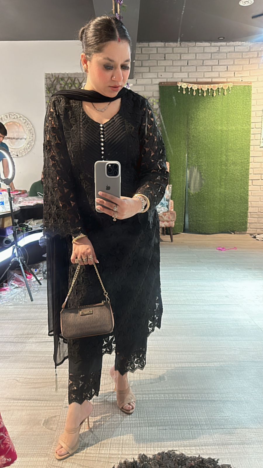 Pernia Black crochet Lace Suit