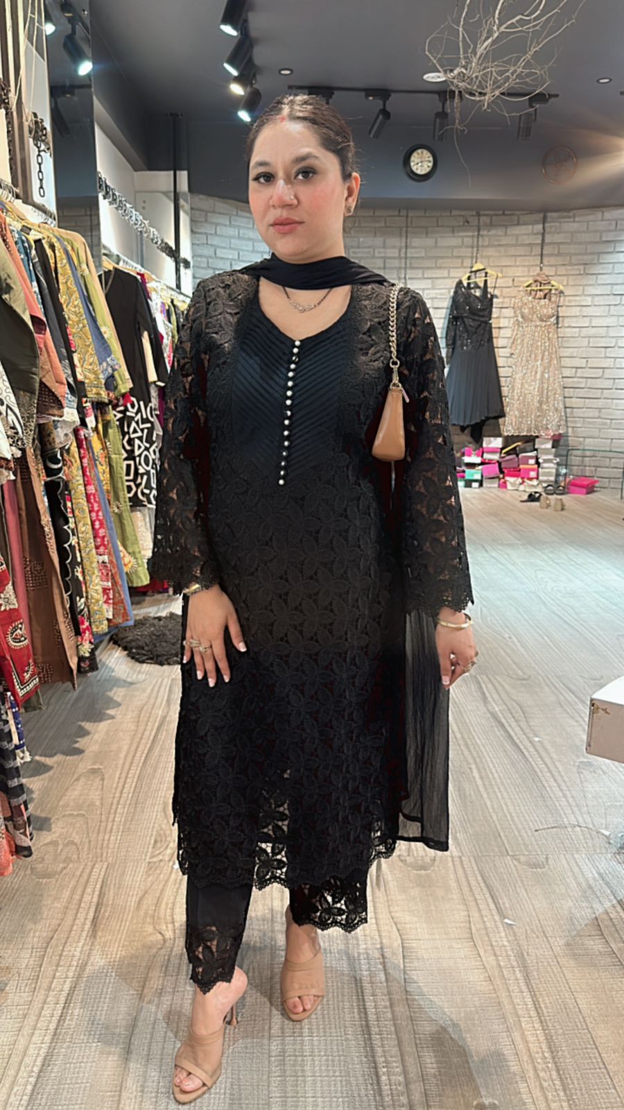Pernia Black crochet Lace Suit