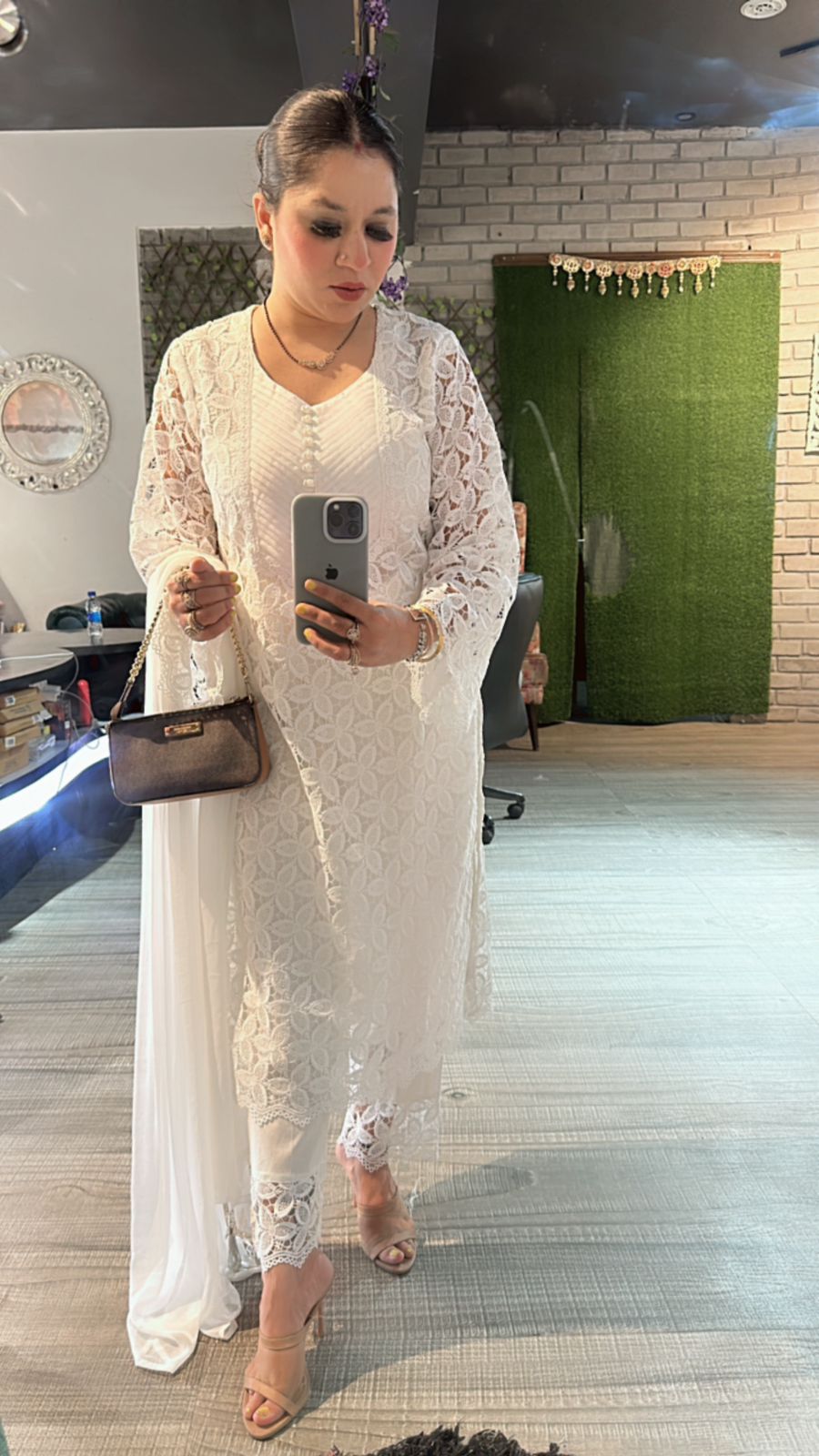 Pernia white crochet Lace Suit