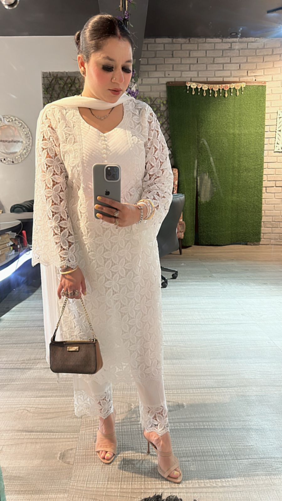 Pernia white crochet Lace Suit