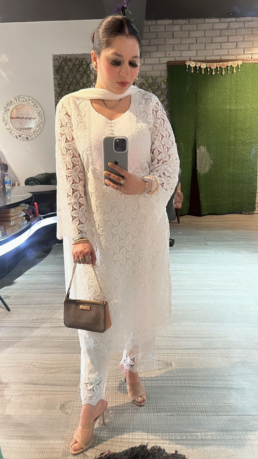 Pernia white crochet Lace Suit