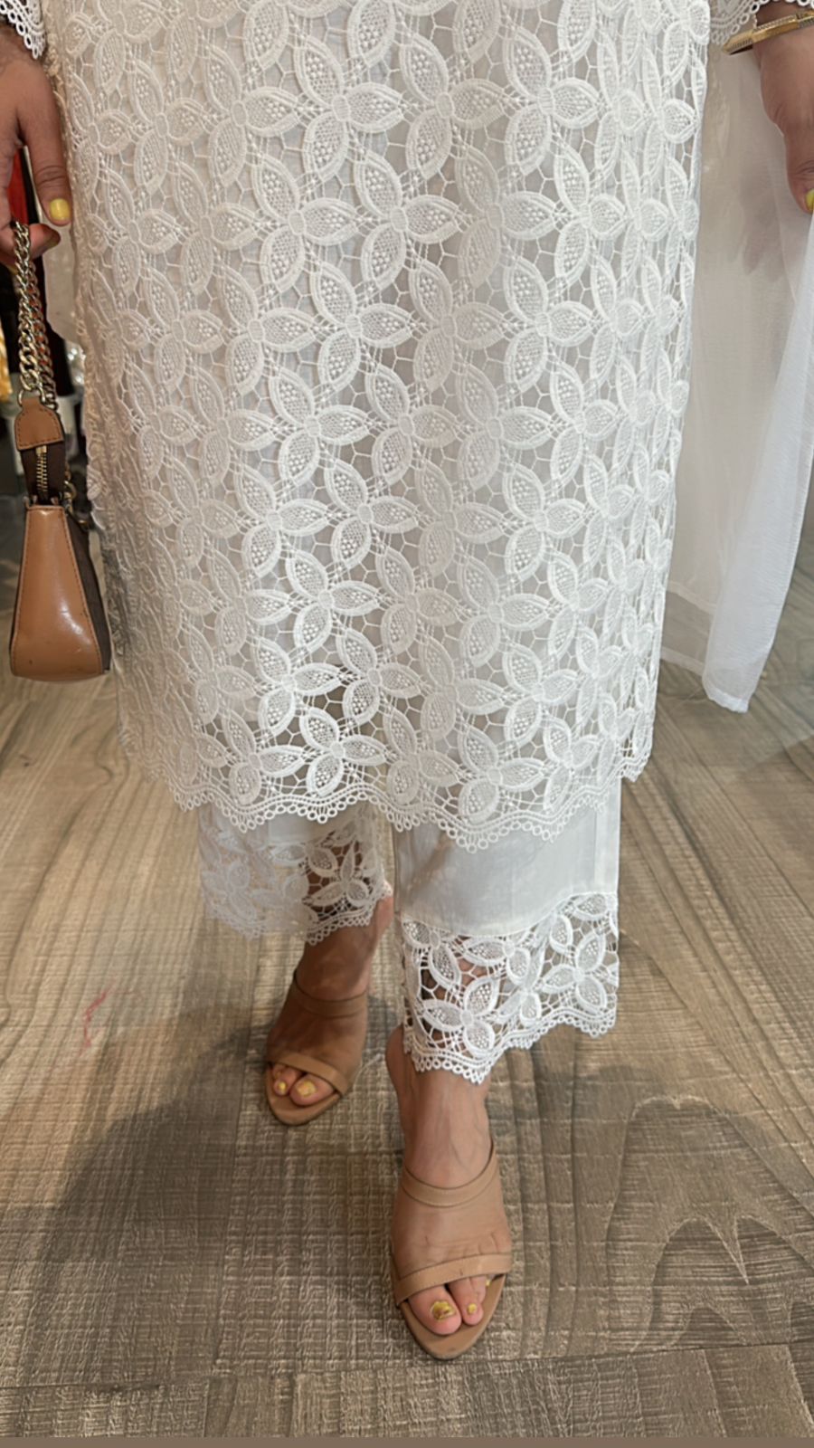 Pernia white crochet Lace Suit