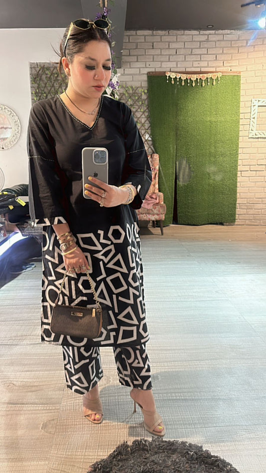 Daily wear Black White cordset