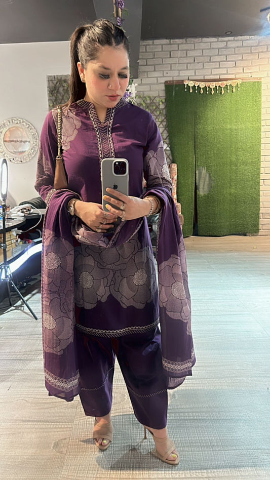 Purple  Heena Farshi salwar suit