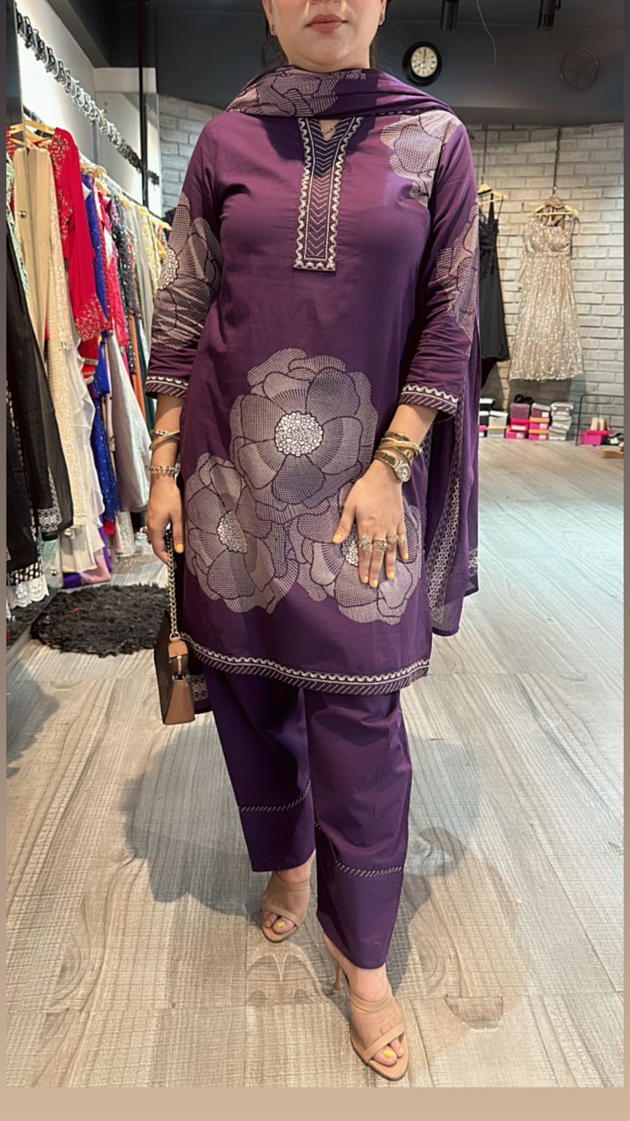 Purple  Heena Farshi salwar suit