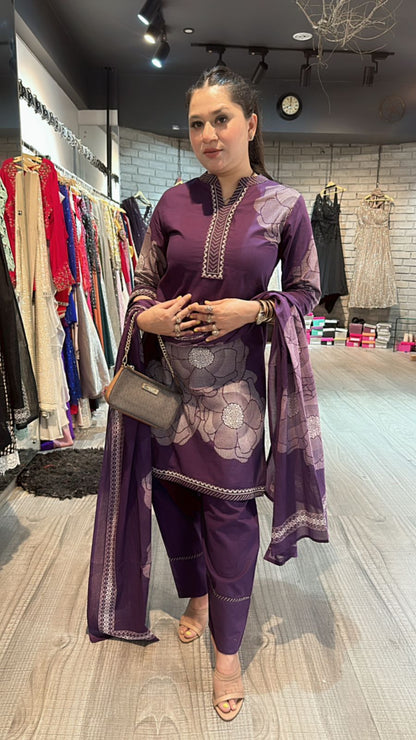 Purple  Heena Farshi salwar suit