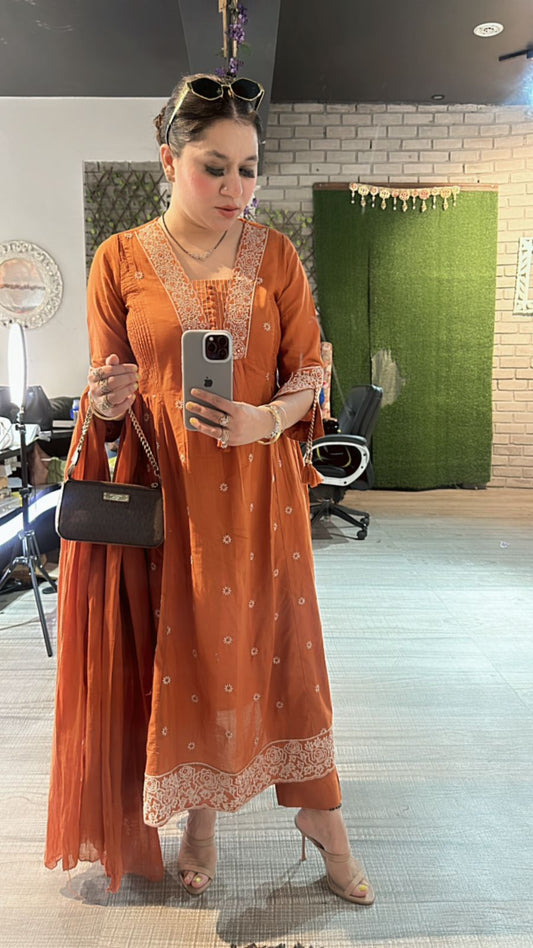 Jhansi Rust Anarkali Suit