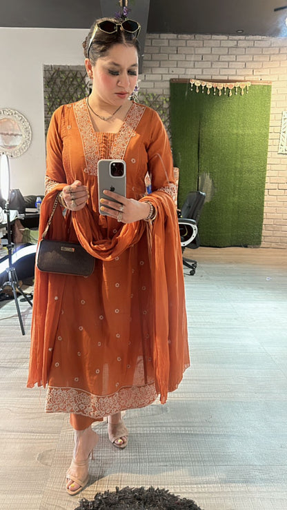 Jhansi Rust Anarkali Suit