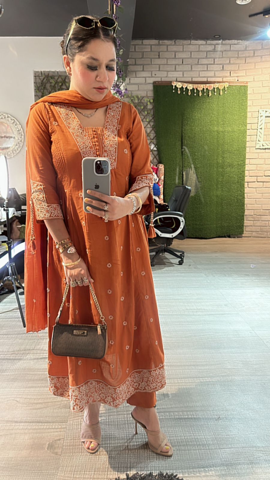 Jhansi Rust Anarkali Suit