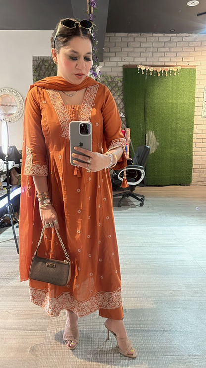 Jhansi Rust Anarkali Suit