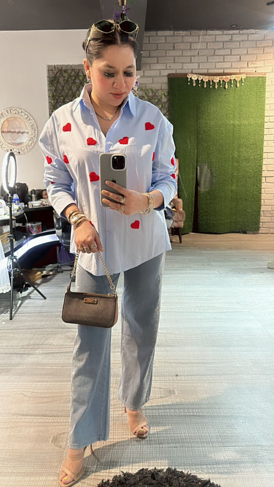Blue Red Heart ❤️ Shirt