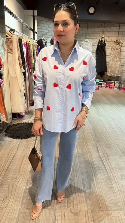 Blue Red Heart ❤️ Shirt