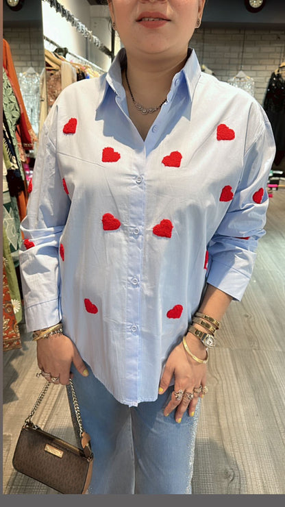 Blue Red Heart ❤️ Shirt