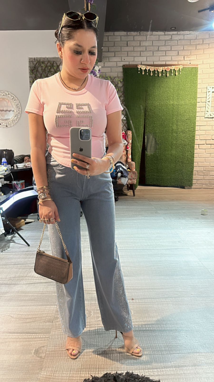 Baby pink stud top
