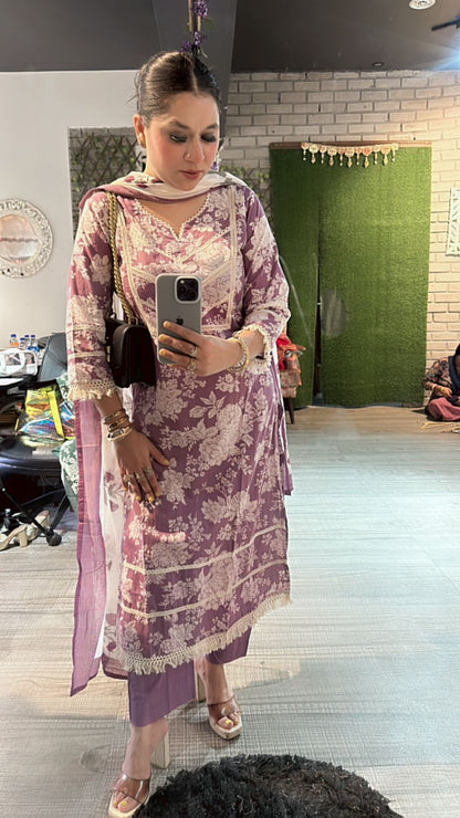 Eilora Lavander cotton print suit