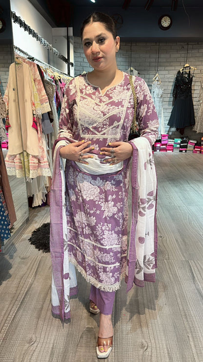 Eilora Lavander cotton print suit