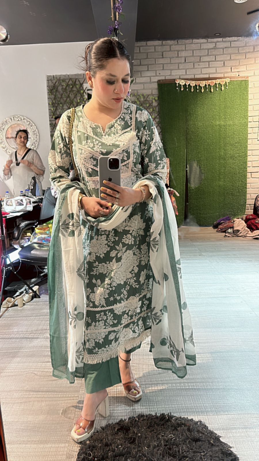Eilora Green cotton print suit
