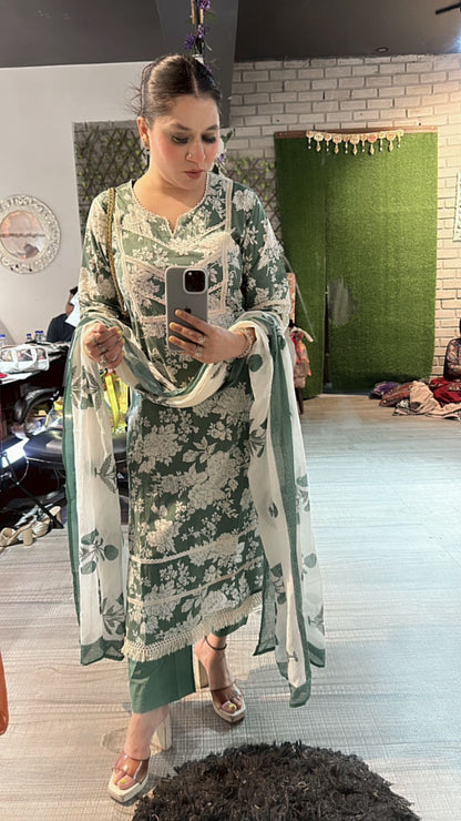 Eilora Green cotton print suit