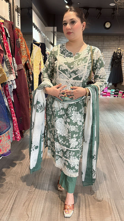 Eilora Green cotton print suit