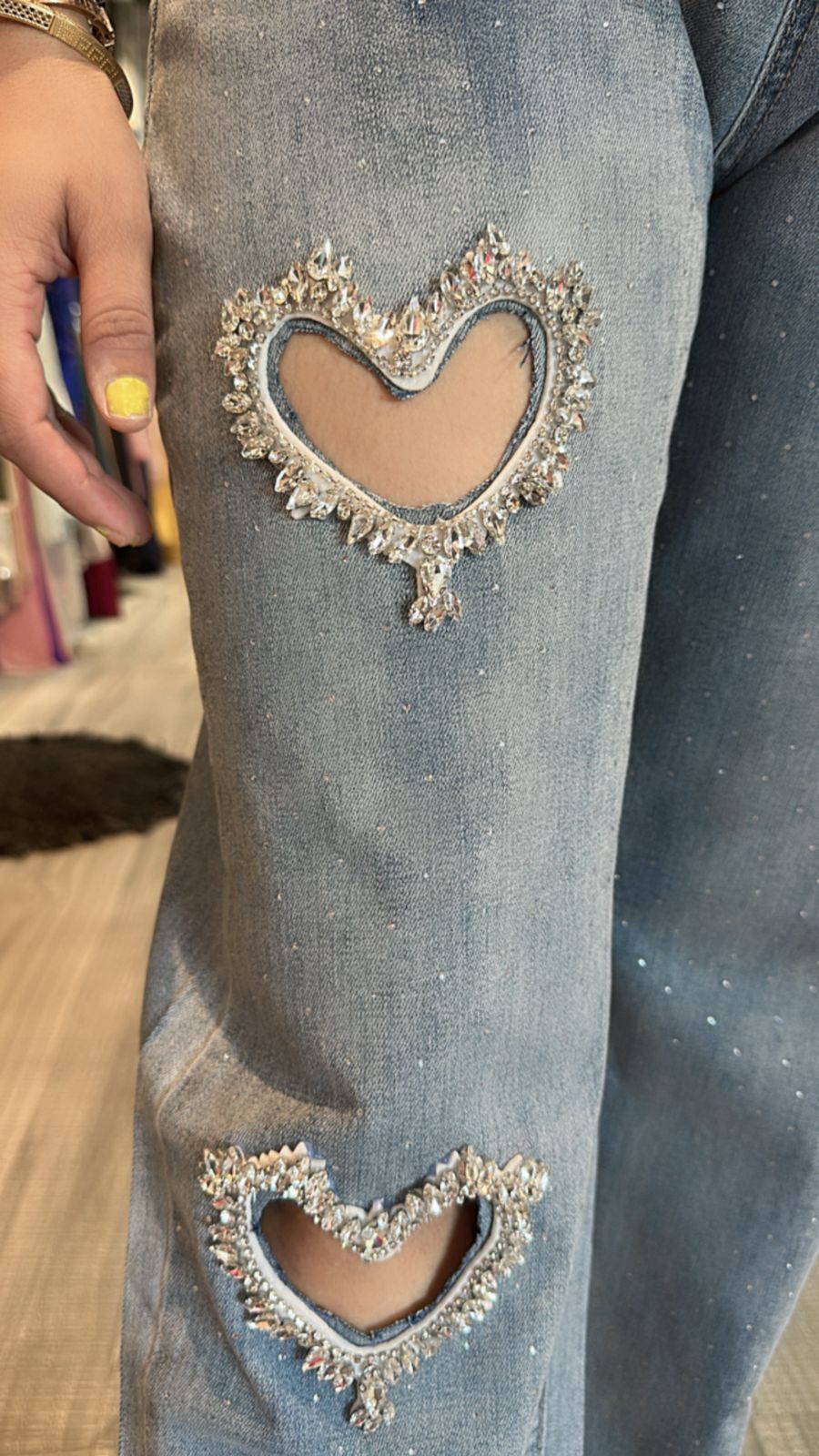 Stud Heart wale Denim (Stretchable)
