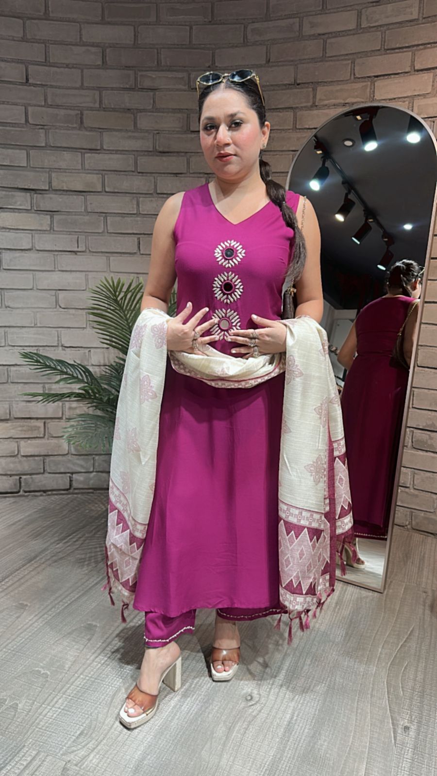Zaral Magenta Pink Mirror suit