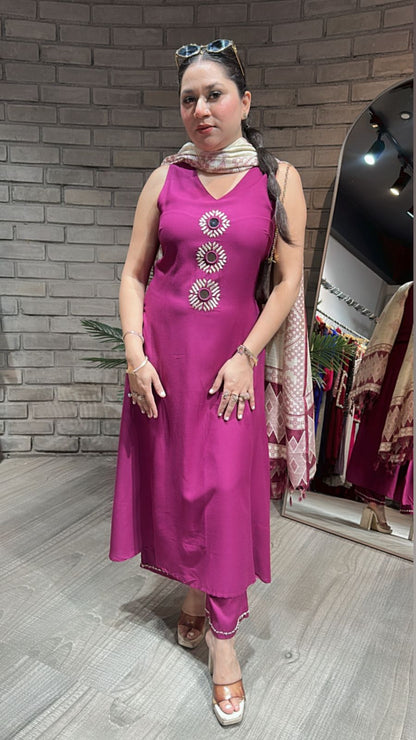 Zaral Magenta Pink Mirror suit