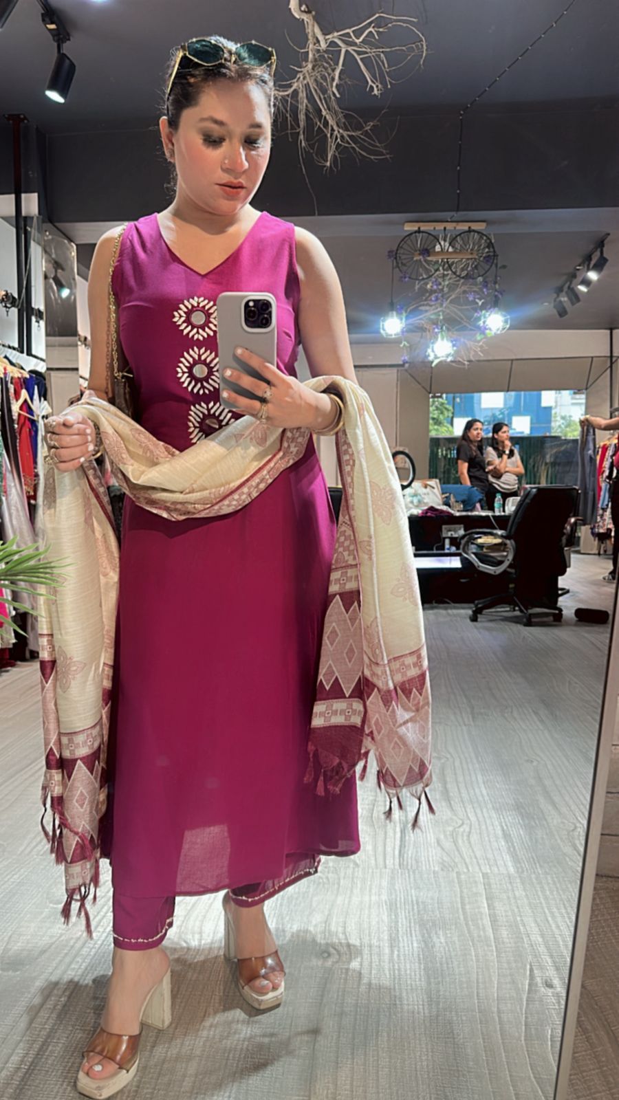 Zaral Magenta Pink Mirror suit
